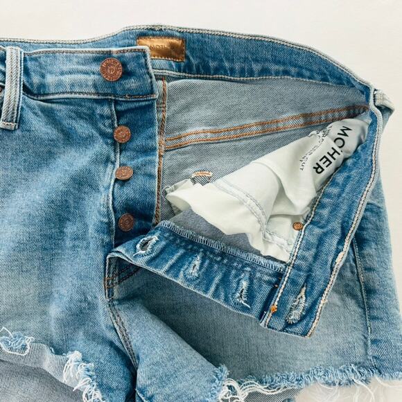 Mother Denim The Scrapper Jean Shorts Size 25 Fray Hem Light Blue Wash 3" Inseam - Picture 8 of 9
